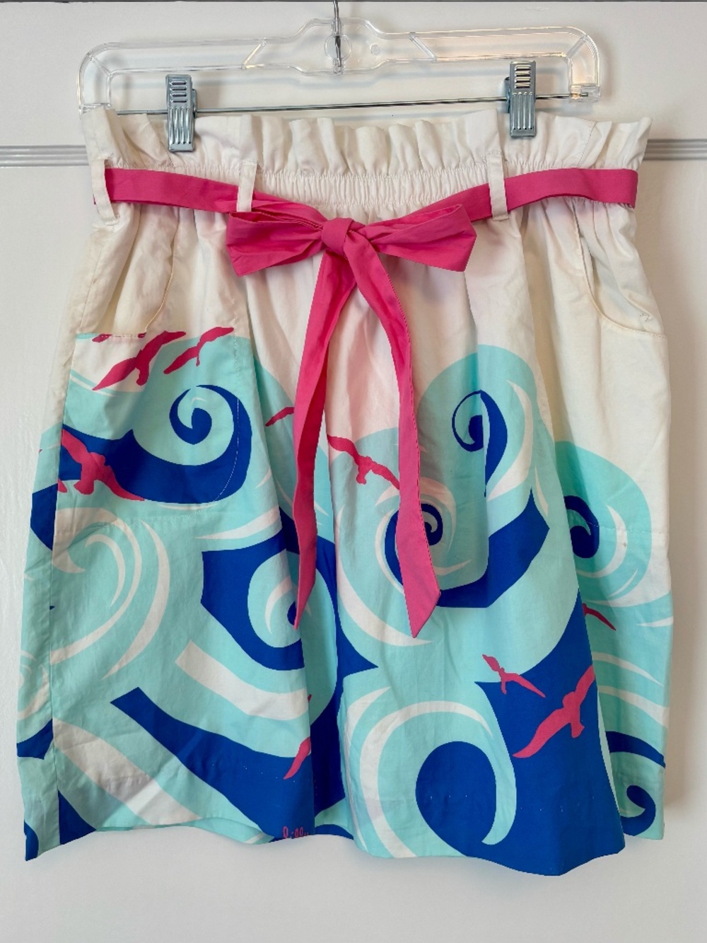 Lilly Pulitzer Avery Skirt Ride the Wave Seagulls White Aqua Navy Pink